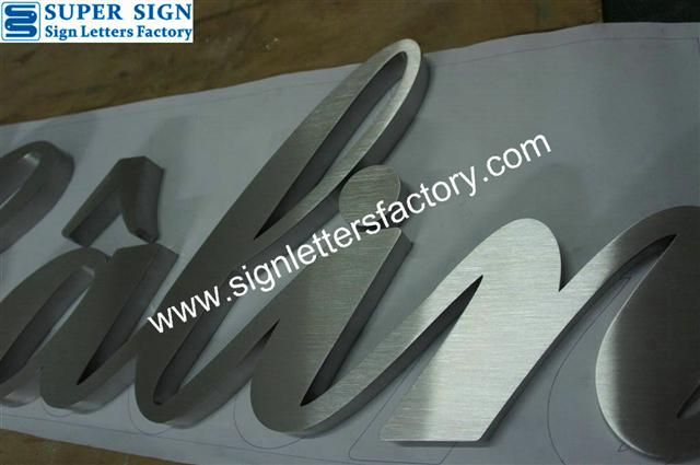 brushed stainless steel letter signage